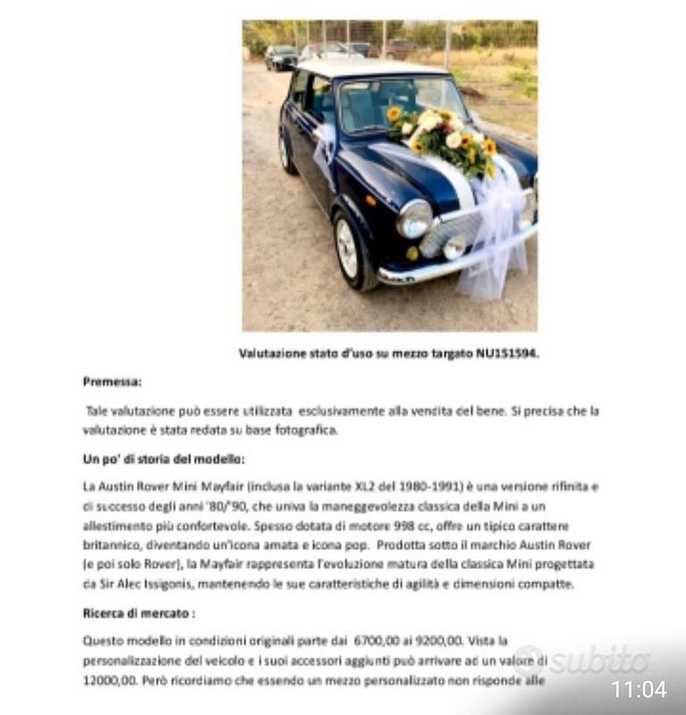 Usata Austin Mini 1986 Blu Berlina