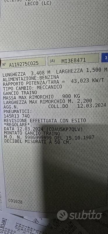 Usata Fiat Panda 4x4 50 CV (36 kW) 1987 Grigio Utilitaria