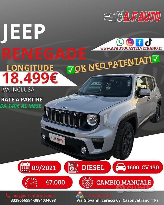 Usata Jeep Renegade Longitude 130 CV (95 kW) 2021 Grigio SUV