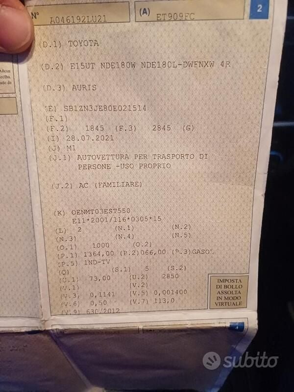 Usata Toyota Auris 97 CV (71 kW) 2013 Grigio Station wagon