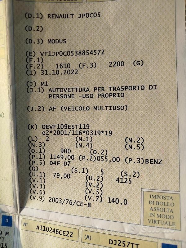 Usata Renault Modus 2007 Nero Monovolume