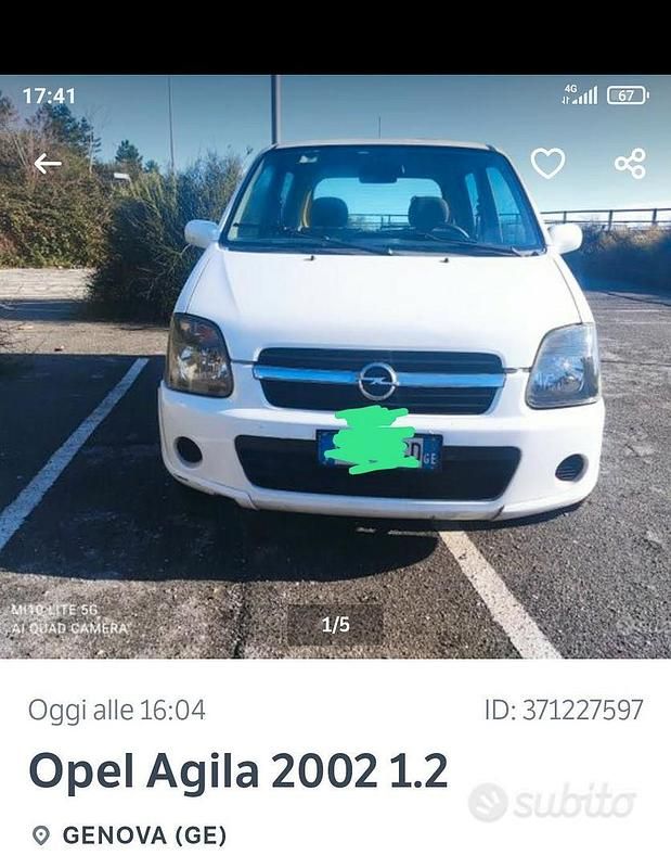 Bianco Usata 2002 Opel Agila Due volumi | 1300 € (Buon prezzo) - Immagine 1/4