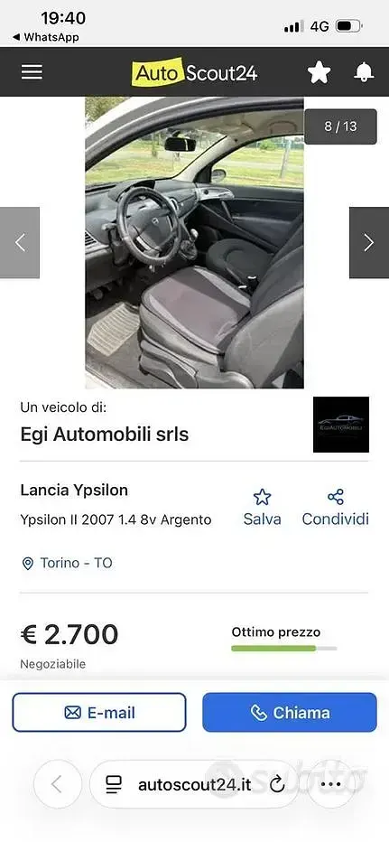 Usata Lancia Ypsilon 103 CV (75 kW) 2008 Grigio Utilitaria