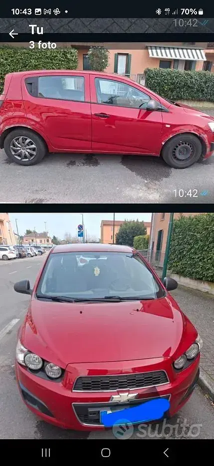 Usata Chevrolet Aveo 69 CV (50 kW) 2012 Rosso Berlina
