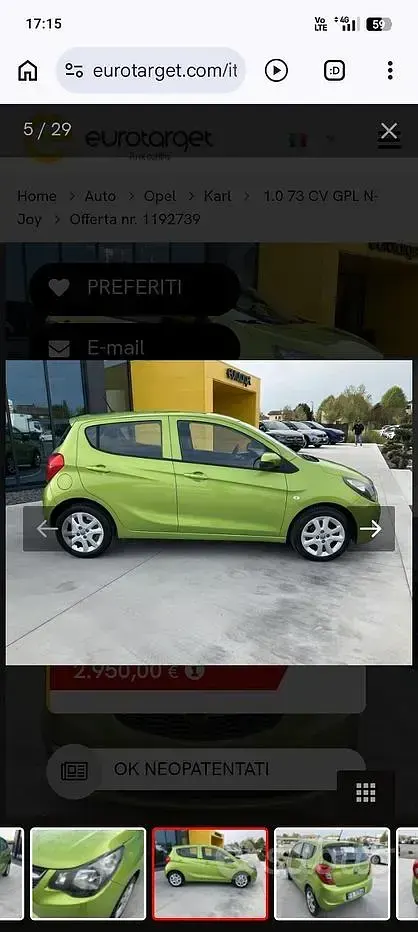 Usata Opel Karl 75 CV (55 kW) 2016 Verde Utilitaria