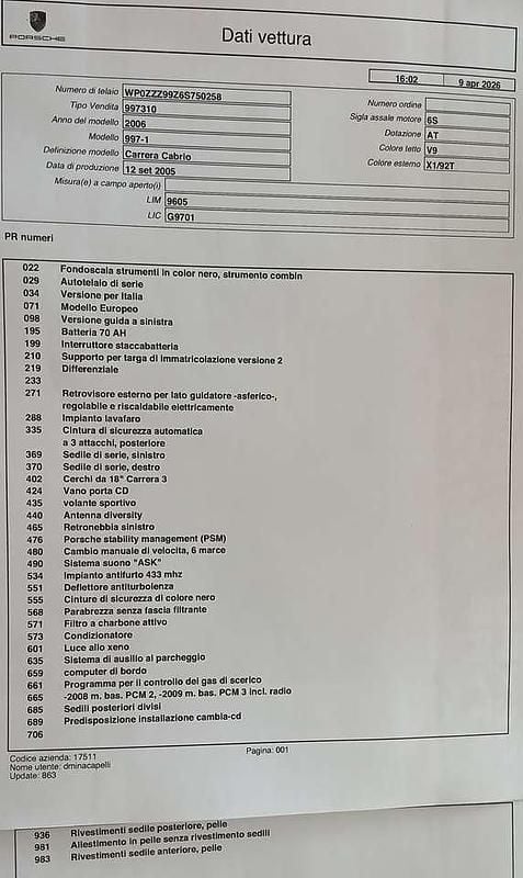 Usata Porsche 997 325 CV (239 kW) 2005 Vernice metallizzata Cabrio