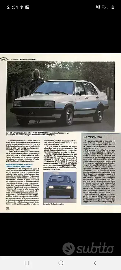 Usata VW Jetta GT 75 CV (55 kW) 1985 Bianco Berlina