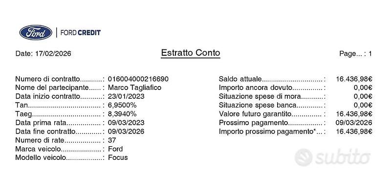 Usata Ford Focus 125 CV (91 kW) 2023 Bianco Berlina