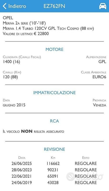 Usata Opel Meriva 120 CV (88 kW) 2015 Grigio Monovolume