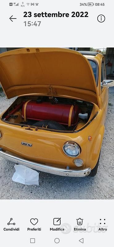 Usata Fiat 500 1970 Giallo Utilitaria
