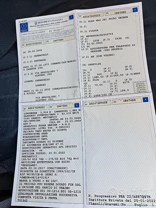 Usata Ford Fiesta 2002 Grigio Berlina