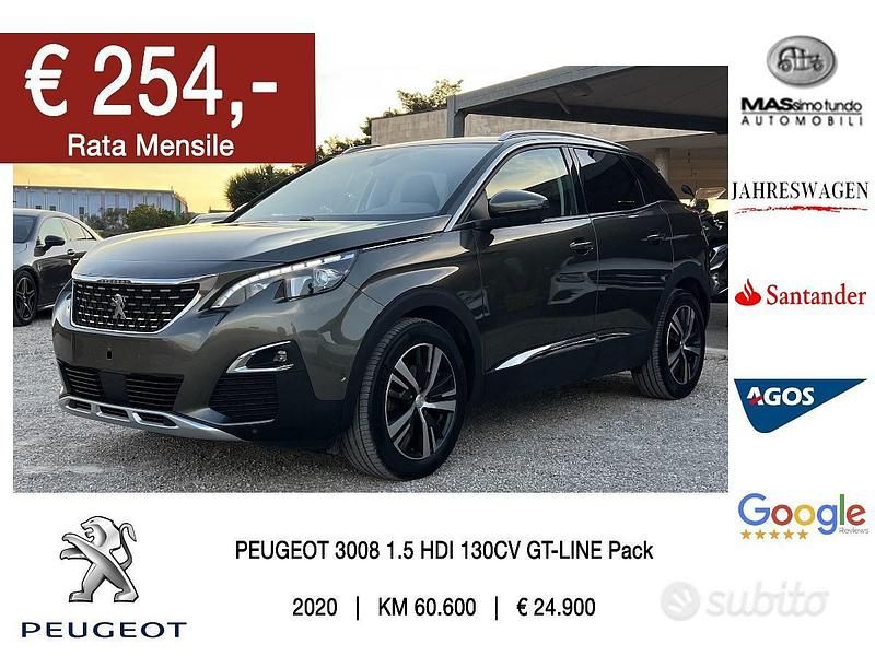 Usata Peugeot 3008 Allure GT-Line 130 CV (95 kW) 2020 Grigio SUV
