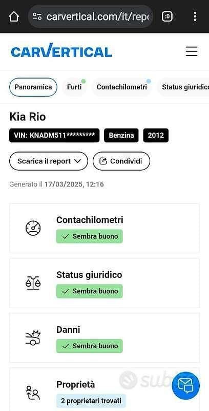 Usata Kia Rio EX 86 CV (63 kW) 2012 Bianco Berlina