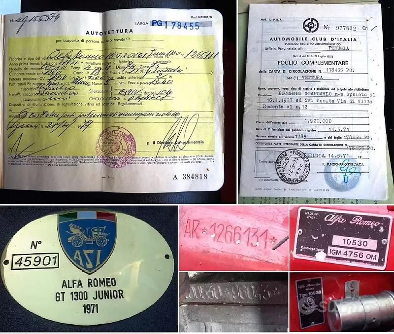 Usata Alfa Romeo GT Junior 1970 Rosso Coupé