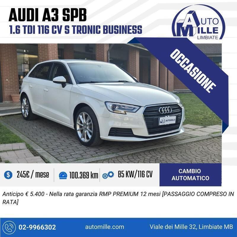 Bianco / pastello Usata 2018 Audi A3 Business Due volumi | 16.400 € (Buon prezzo) - Immagine 1/4