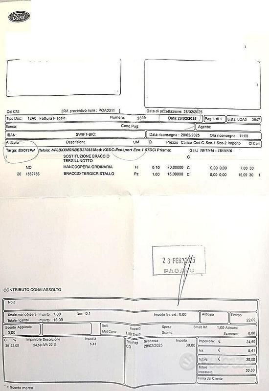 Usata Ford Ecosport Titanium 91 CV (66 kW) 2014 Bianco SUV