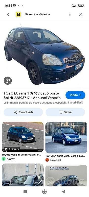Usata Toyota Yaris 2000 Blu Utilitaria