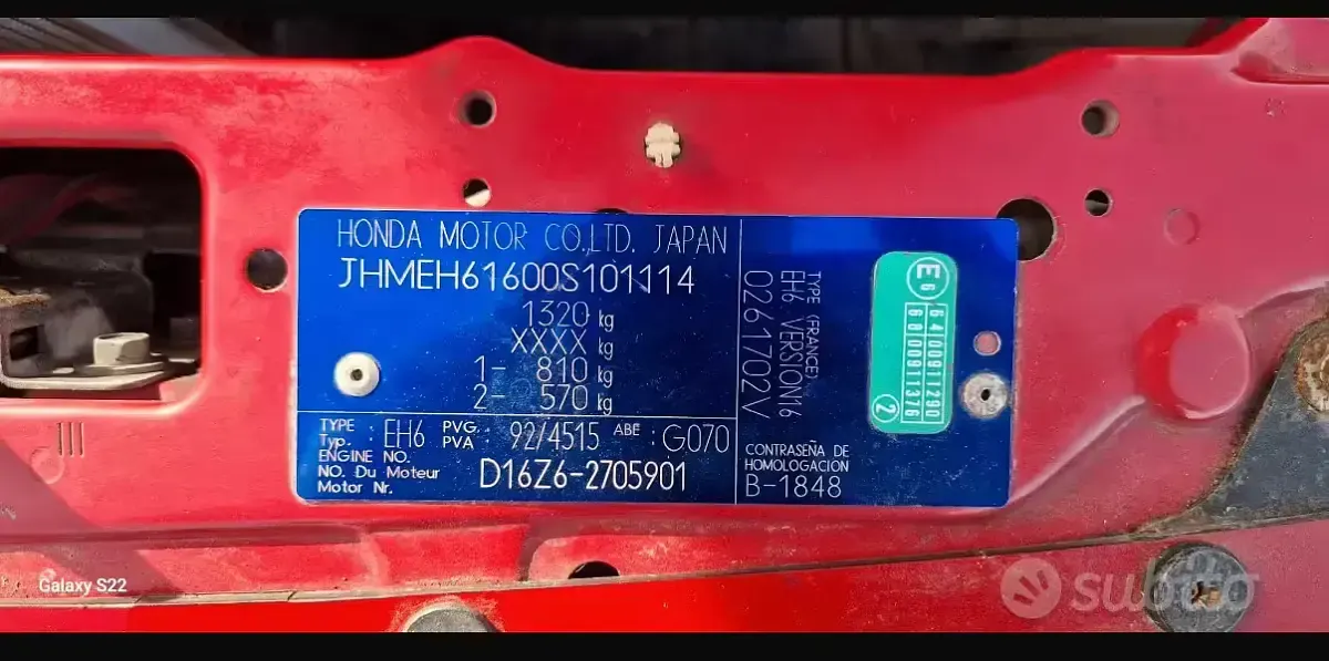Usata Honda CR-X 125 CV (91 kW) 1993 Rosso Cabrio