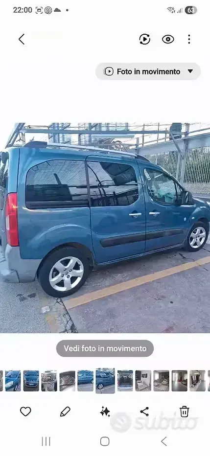 Usata Peugeot Partner Tepee 92 CV (67 kW) 2010 Blu Monovolume
