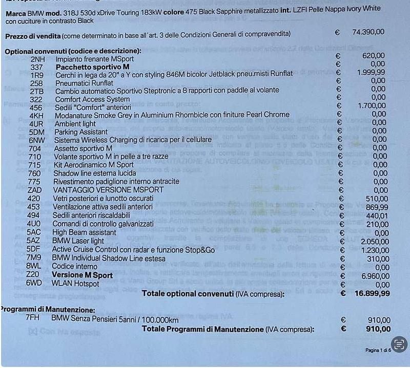 Usata BMW 530 M Sport 249 CV (183 kW) 2023 Nero Station wagon