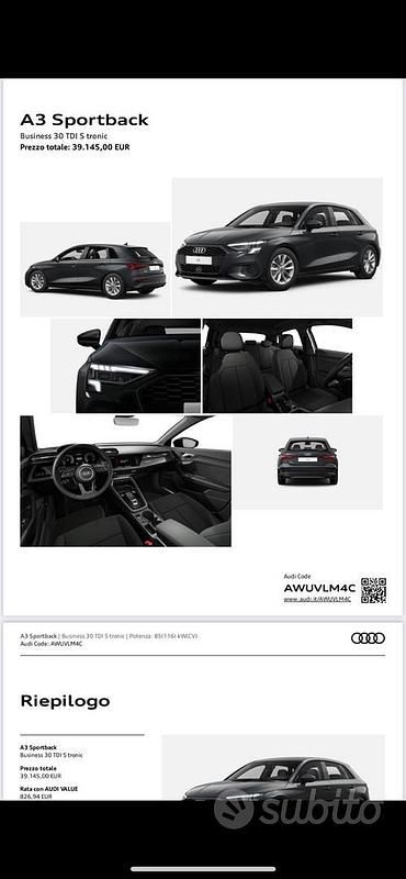 Usata Audi A3 116 CV (85 kW) 2022 Grigio Berlina