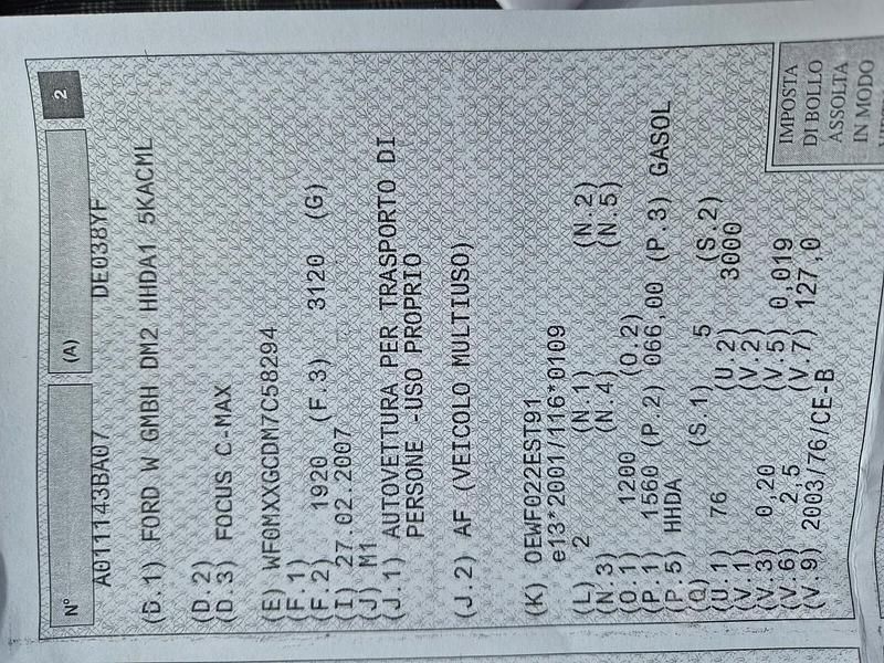 Usata Ford C-MAX Ghia 136 CV (100 kW) 2007 Nero Monovolume