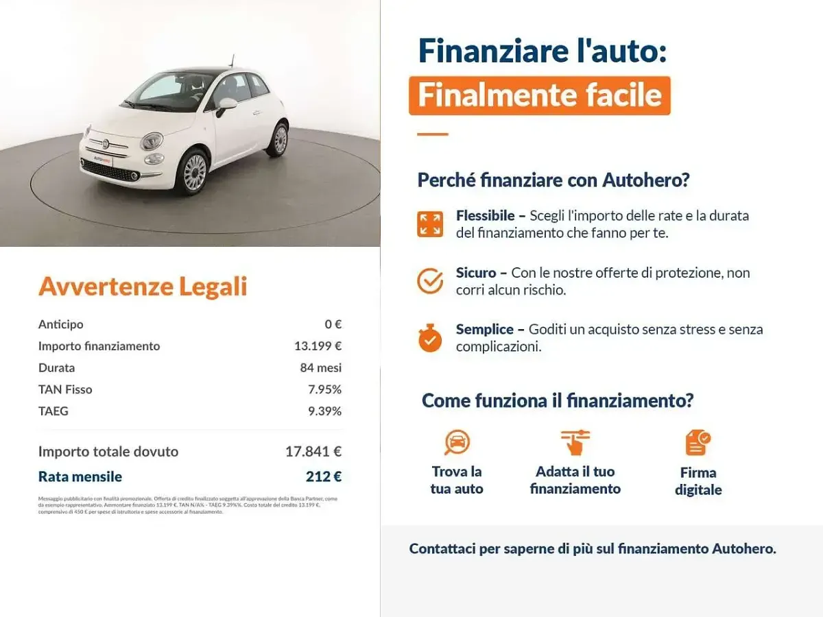 Usata Fiat 500 71 CV (52 kW) 2024 Bianco Utilitaria