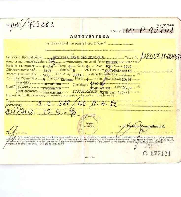 Usata Mercedes 280 SE 200 CV (147 kW) 1972 Argento Berlina