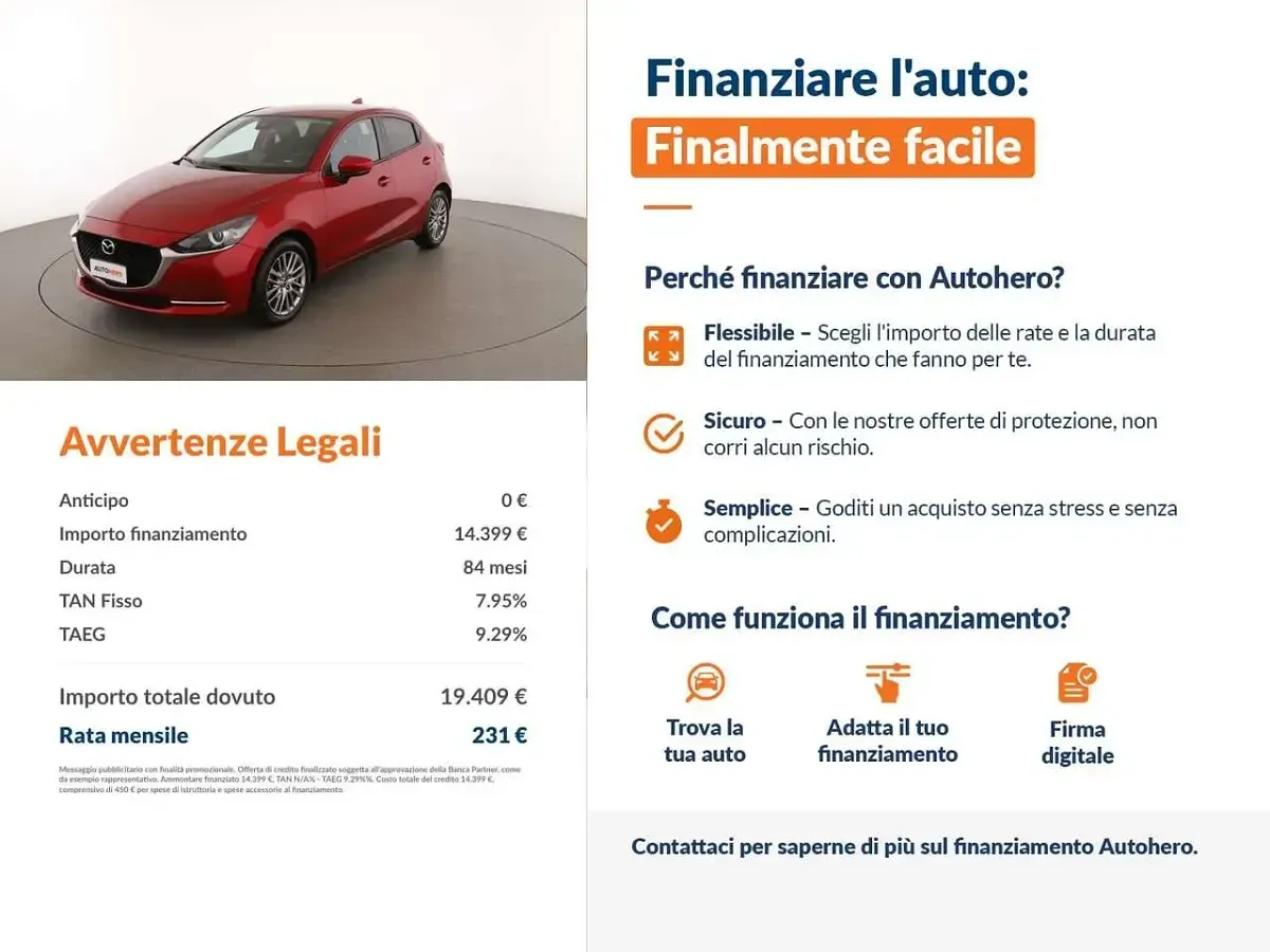 Usata Mazda 2 Exceed 90 CV (66 kW) 2022 Rosso Berlina