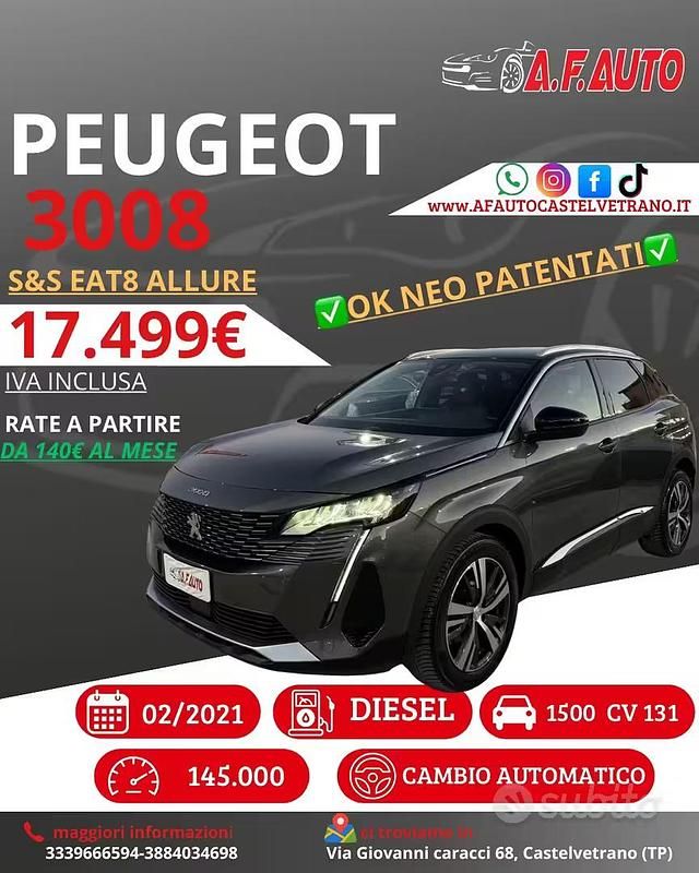 Usata Peugeot 3008 Allure 131 CV (96 kW) 2021 Grigio SUV