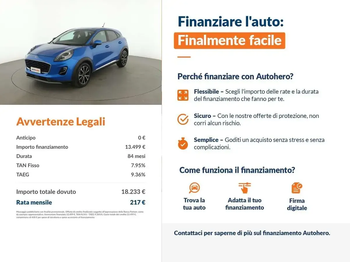 Usata Ford Puma Titanium 120 CV (88 kW) 2021 Blu/azzurro SUV