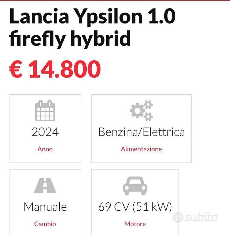 Usata Lancia Ypsilon 60 CV (44 kW) 2024 Bianco Utilitaria