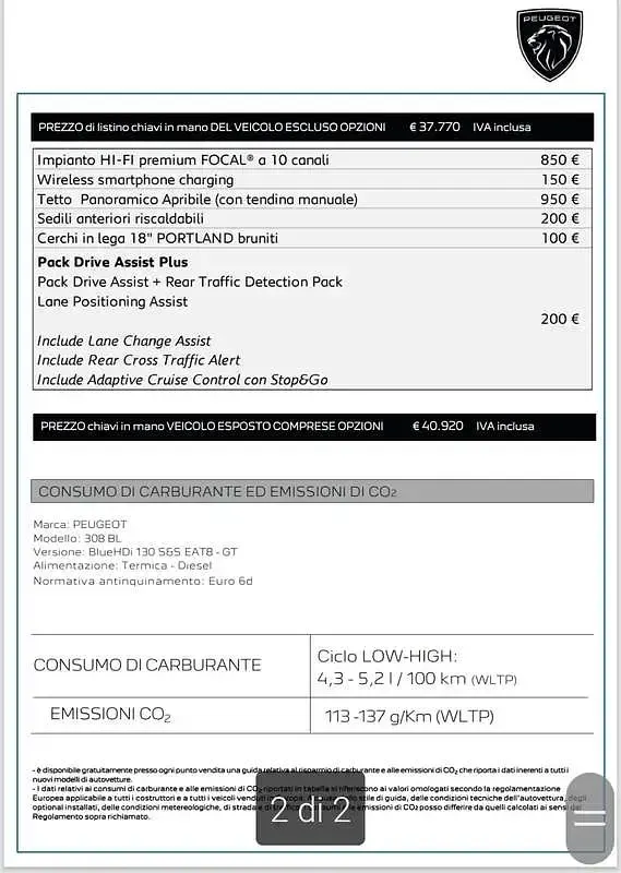 Usata Peugeot 308 GT 131 CV (96 kW) 2024 Berlina