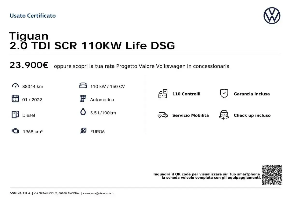 Brugt VW Tiguan Life 150 HK (110 kW) 2022 Sølv SUV