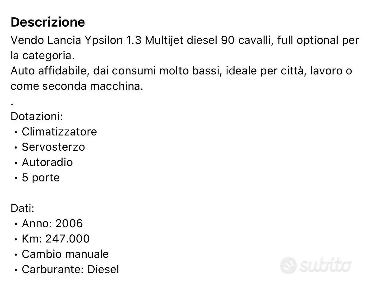 Usata Lancia Ypsilon 69 CV (50 kW) 2006 Grigio Utilitaria