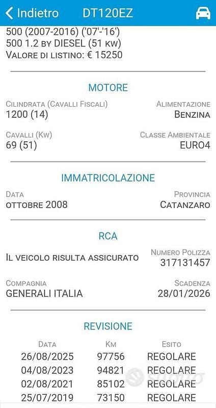 Usata Fiat 500 Lounge 2008 Bianco Berlina