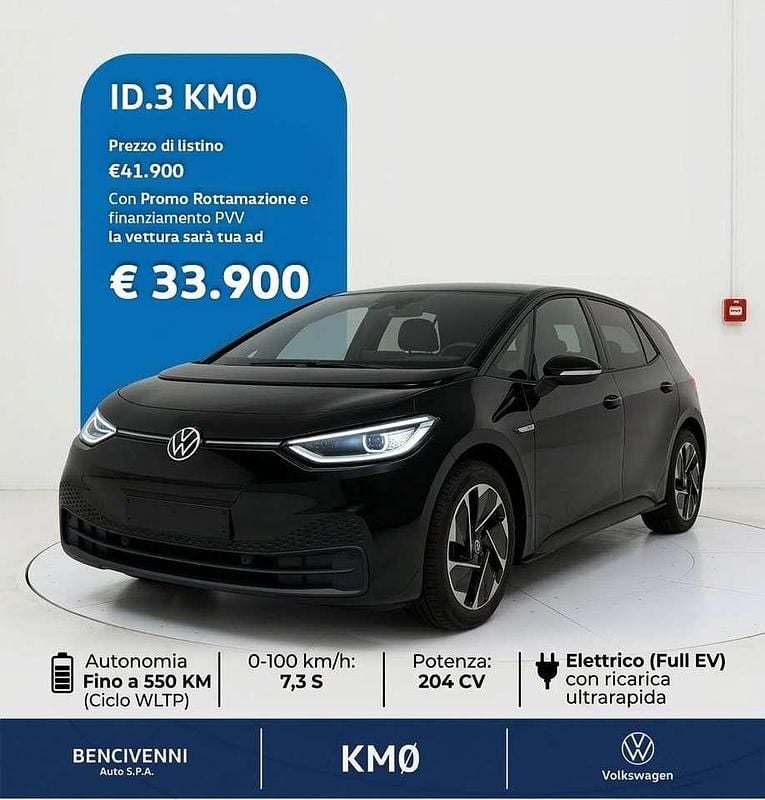 Nuova VW ID.3 Pro 69 kW (95 CV) 2026 Nero Utilitaria