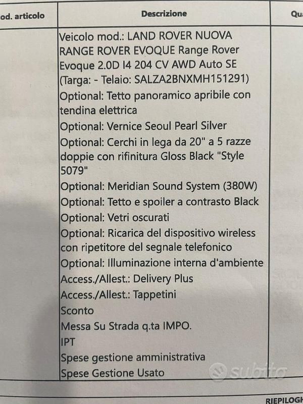 Usata Land Rover Range Rover evoque SE 204 CV (150 kW) 2021 Grigio SUV