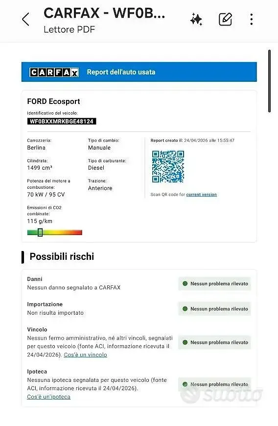 Usata Ford Ecosport Titanium 95 CV (69 kW) 2017 Grigio SUV