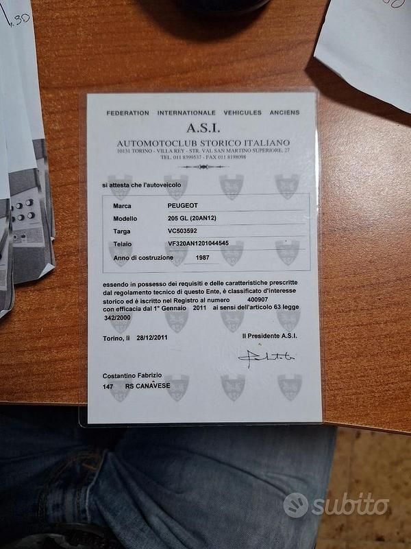 Usata Peugeot 205 1987 Verde Utilitaria