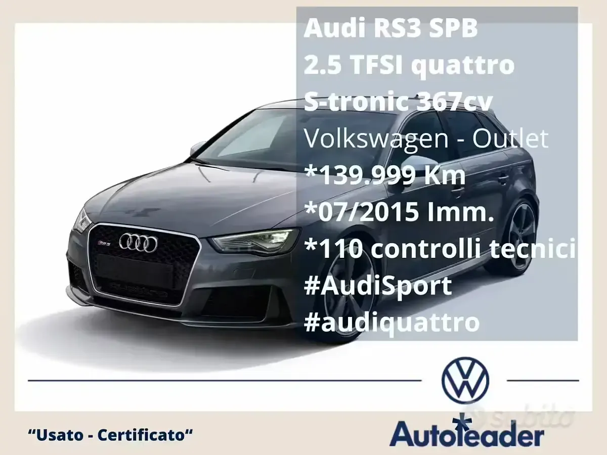 Usata Audi RS3 Sport 367 CV (269 kW) 2015 Berlina