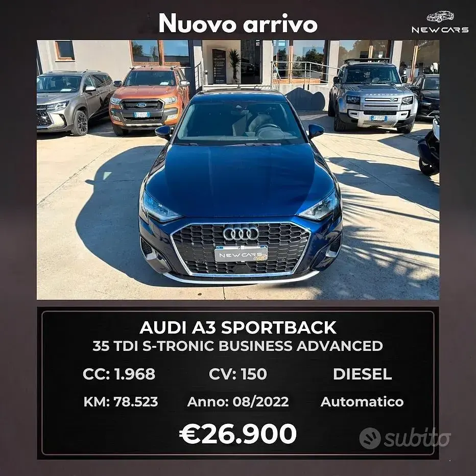 Usata Audi A3 Advanced 150 CV (110 kW) 2022 Blu Berlina