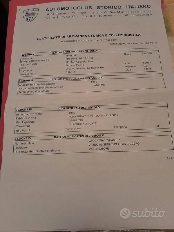 Usata Ford Puma 125 CV (91 kW) 1997 Grigio Coupé