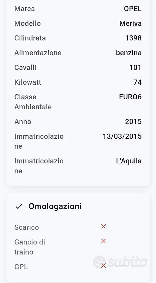 Usata Opel Meriva 2010 Grigio Monovolume