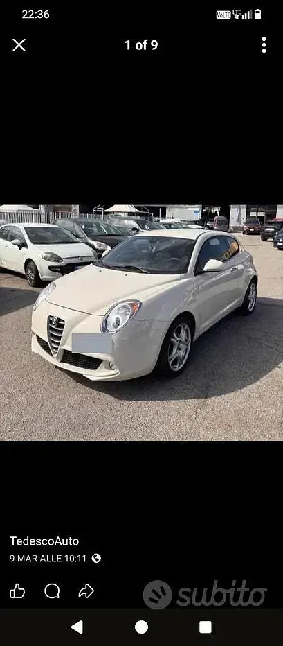 Usata Alfa Romeo MiTo 120 CV (88 kW) 2009 Bianco Utilitaria