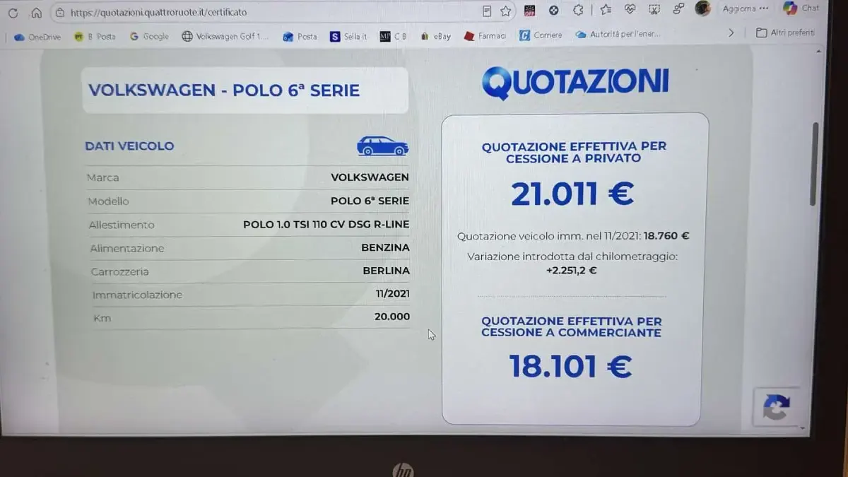 Usata VW Polo R-line 110 CV (80 kW) 2021 Blu/azzurro Utilitaria