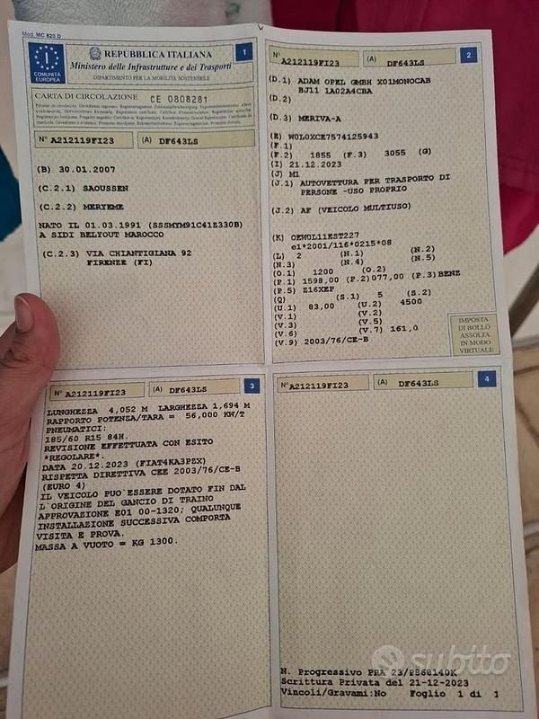 Occasion Opel Meriva 2007 Gris Monospace