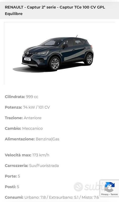 Usata Renault Captur 115 CV (84 kW) 2022 Grigio SUV