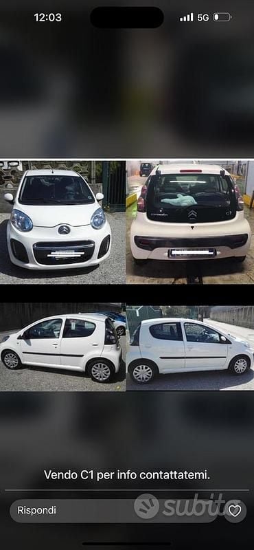 Usata Citroën C1 68 CV (50 kW) 2014 Bianco Utilitaria