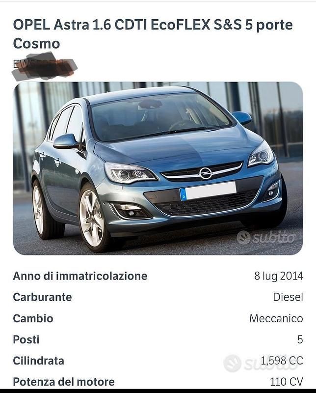 Usata Opel Astra 2014